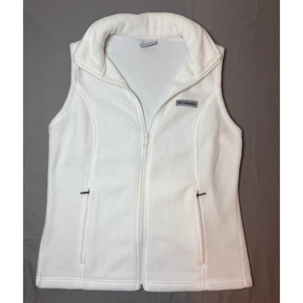 Columbia Benton Springs Fleece Vest Womens Medium White Full Zip Winter